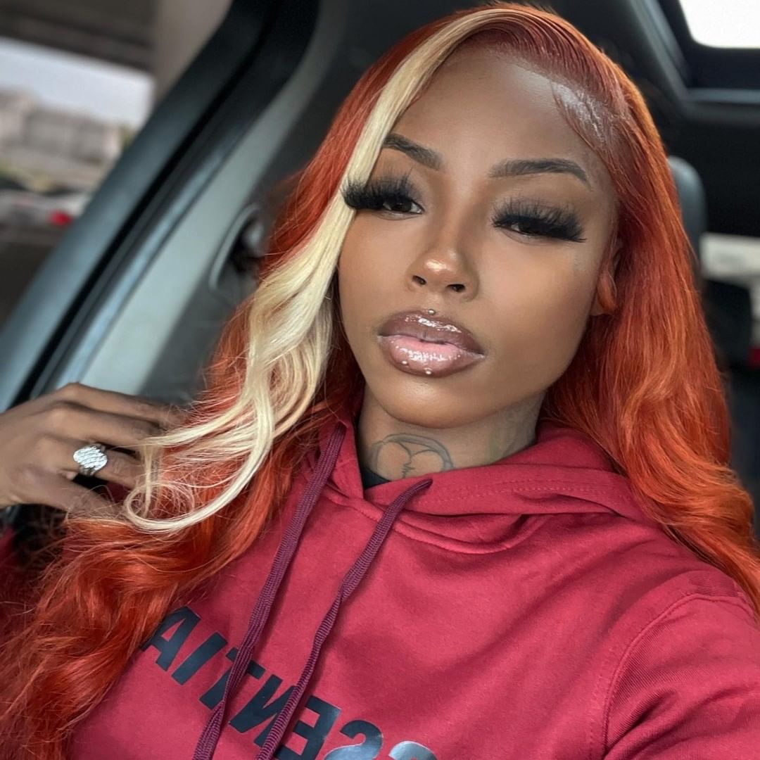 Skunk Stripe Ginger Blonde Ombre Wigs Transparent 13*4 Lace Front Wig Body Wave Lace Frontal Human Hair Wig - arabellahair.com