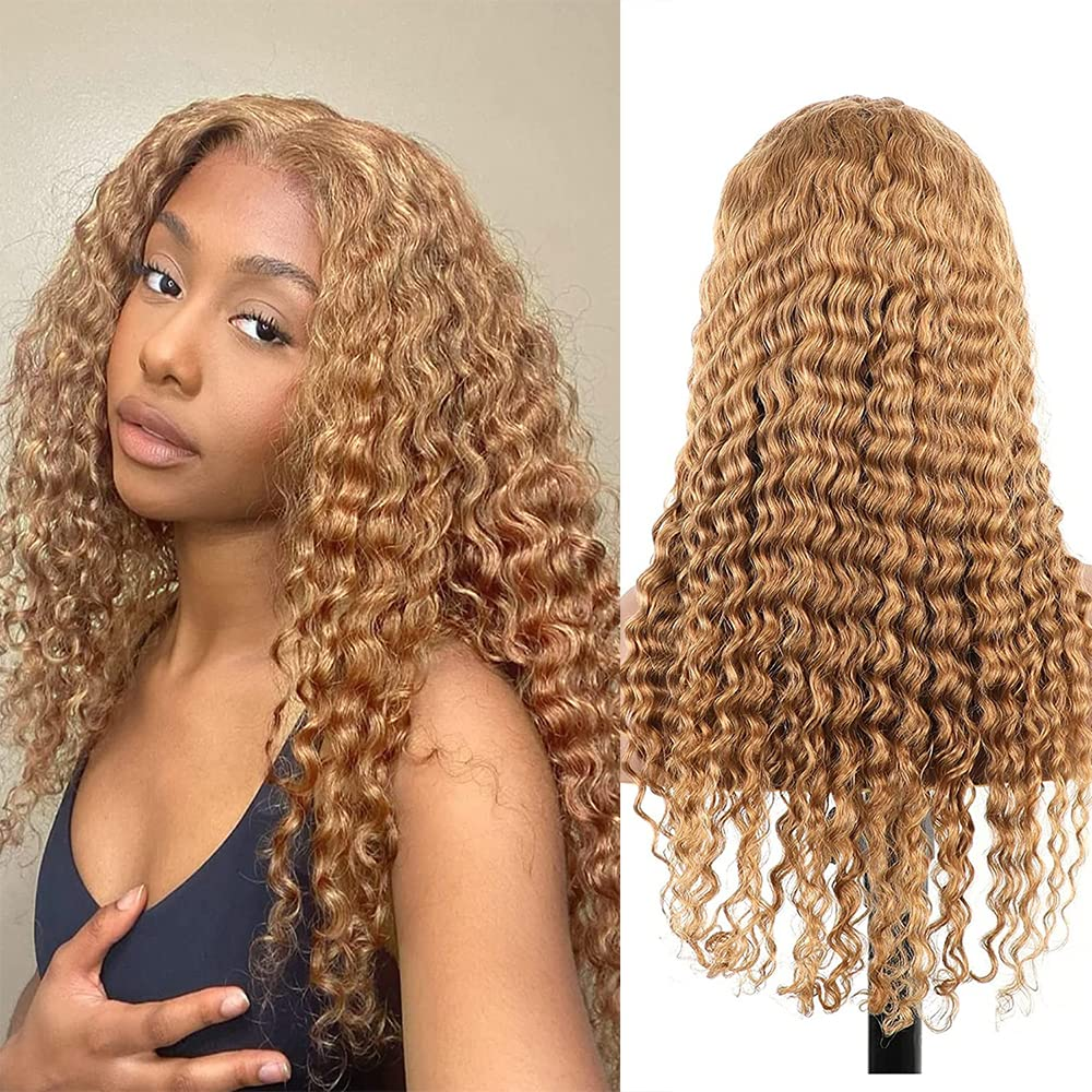 Arabella 13x4 Frontal Lace Light Brown Wig Water Wave Wig Invisible Knots Realistic Hairline