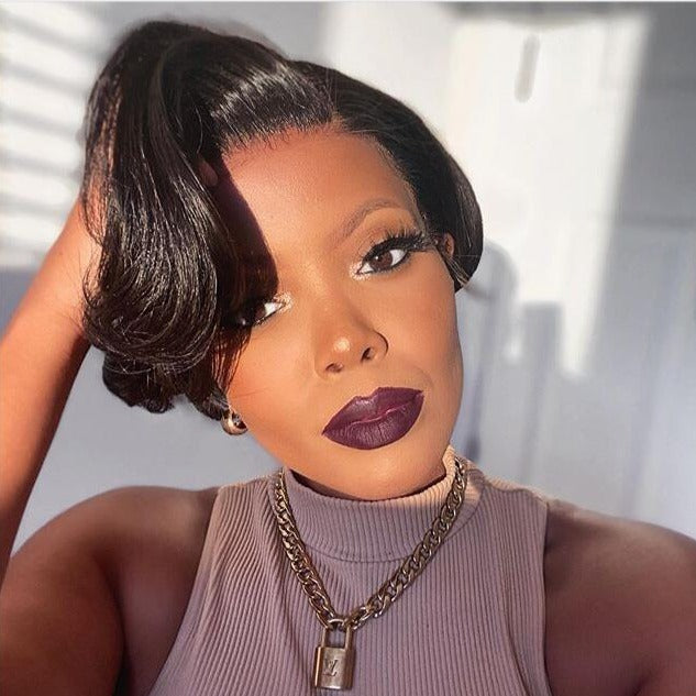 Pixie Cut Straight Human Hair Wigs PrePlucked Wig Cardi B Style Remy Brazilian Hair Glueless Short Bob Wigs - arabellahair.com