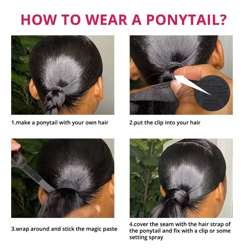 Sleek Ponytail Human Hair Extension Headwear Human Hair Clip Ins Need Go With Hair Wig Products - arabellahair.com
