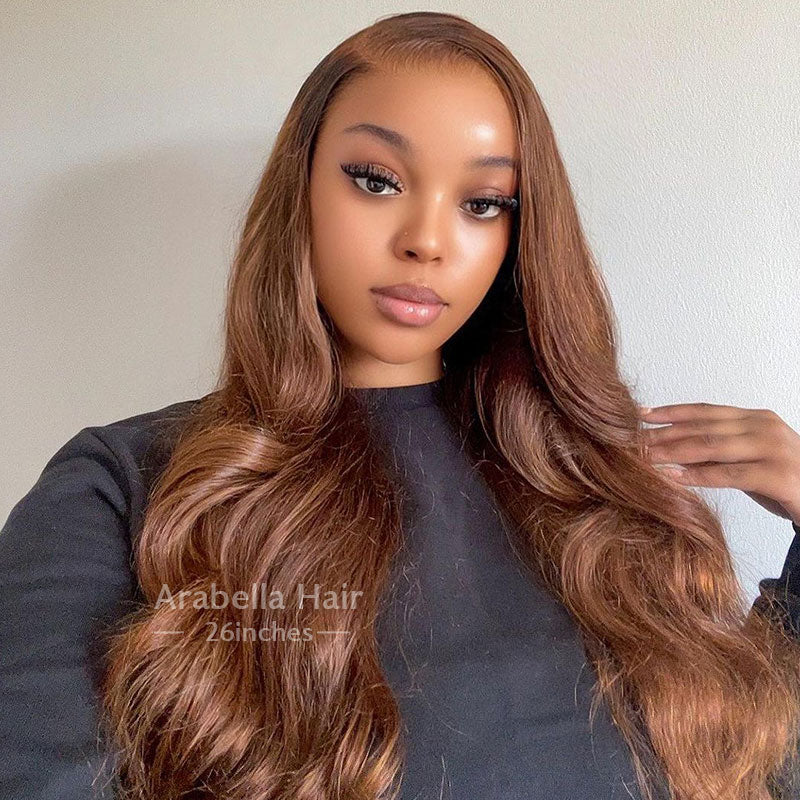 Chestnut Dark Brown Color Wig Glueless 13x4 Lace Front Wig Body Wave Hair Free Part