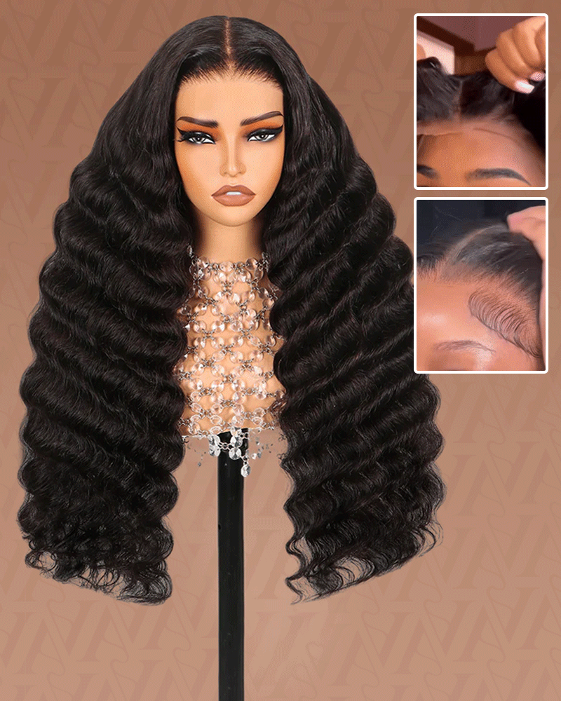 Arabella 13x6 Three-Go™ Glueless Loose Deep Wave With Drawstring Natural Black 100% Human Hair Wig