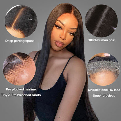HD Lace 15A Double Drawn Mink Hair 4x4/5x5 Lace Frontal Straight Human Hair Wigs