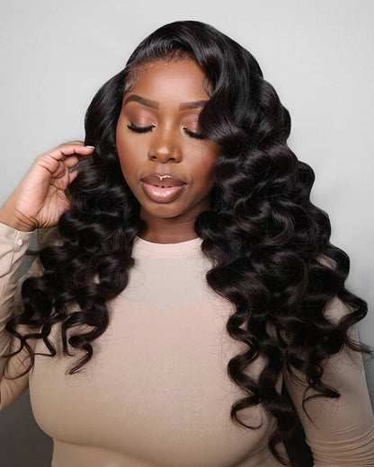 Loose Wave Natural Black Easy-Wear 10x6 Parting Max Pre-Cut Lace Human Hair Wigs