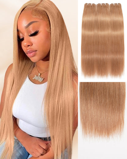 {10A 3Pcs} Milk Tea Brown Virgin Human Hair Weft 3pcs/pack Human Virgin Hair Extensions