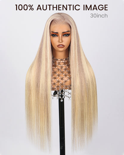 Blonde Highlights Light Color P10/613 Blowout In Wavy 13x4 Lace Front Human Hair Wigs
