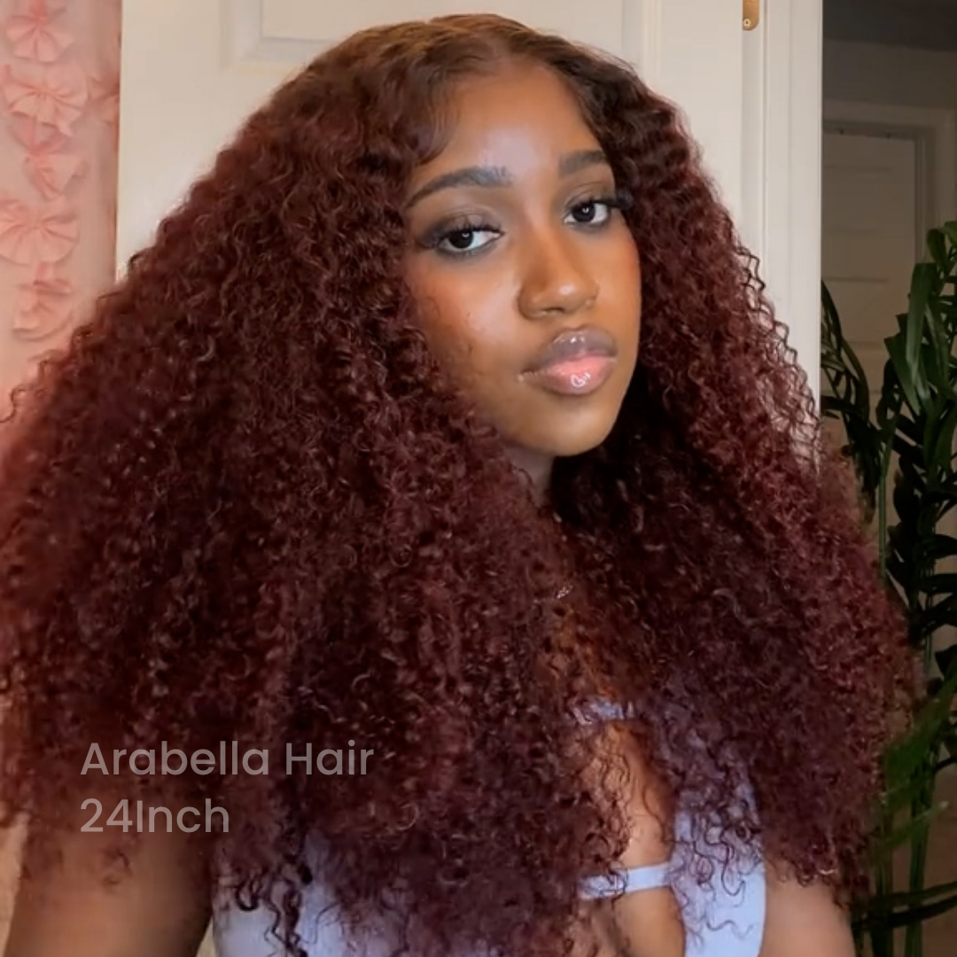Reddish Brown Ombre Colored Afro Curly Easy-Wear 6x5 Glueless Pre-Cut Lace Human Hair Wigs