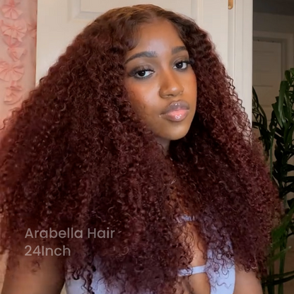 Reddish Brown Ombre Colored Afro Curly Easy-Wear 6x5 Glueless Pre-Cut Lace Human Hair Wigs