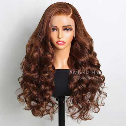 Chestnut Dark Brown Color Wig Glueless 13x4 Lace Front Wig Body Wave Hair Free Part