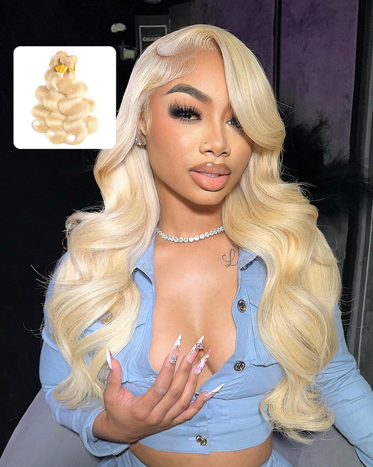 {12A 3Pcs} 613 Blond Body Wave/Straight Virgin Human Hair Weft 3pcs/pack Human Virgin Hair Extensions