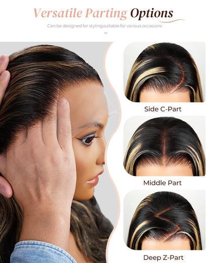 Balayage Highlight Color Body Wave 6x5/13x4 Lace Front Human Hair Wig Free Part