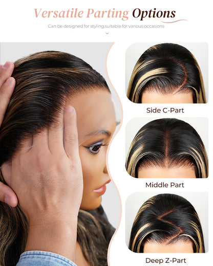 Balayage Highlight Color Body Wave 6x5/13x4 Lace Front Human Hair Wig Free Part