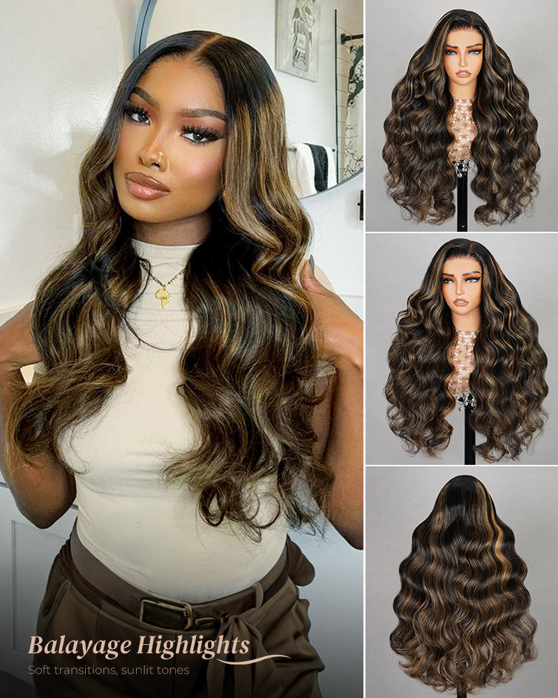 Arabella Balayage Highlights Color Body Wave 6x5 Pre-Cut Lace Front Glueless Human Hair Wig