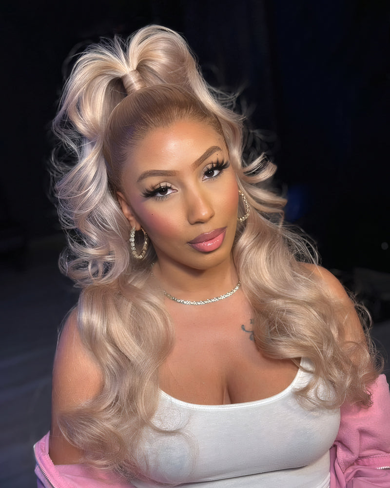 Arabella 13x4 Pre-All Glueless Ash Blonde Ombre Loose Body Wave Wig Pre-cut Lace Beginner Friendly