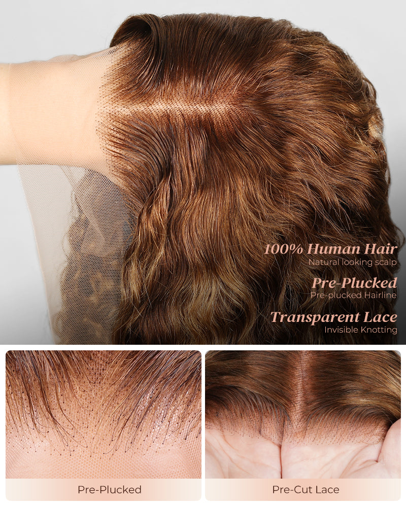 Piano Highlight Color Water Wave Curly 13x4/6x5 Lace Human Hair Wig Free Parting