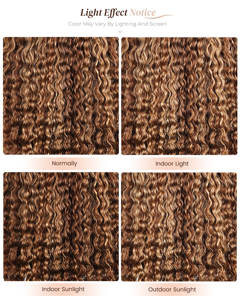 Piano Highlight Color Water Wave Curly 13x4/6x5 Lace Human Hair Wig Free Parting