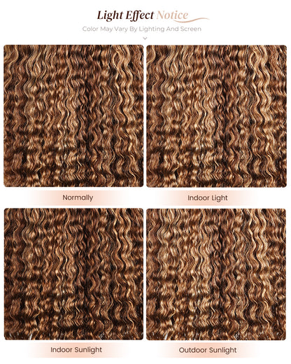 Piano Highlight Color Water Wave Curly 13x4/6x5 Lace Human Hair Wig Free Parting