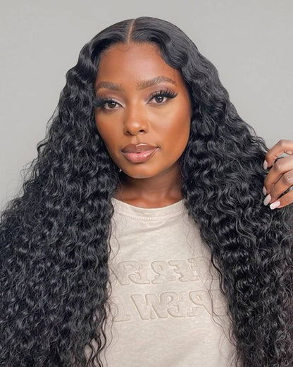 【Bogo Sale】Deep Curly Natural Black 13x4 Frontal Lace Human Hair Wig