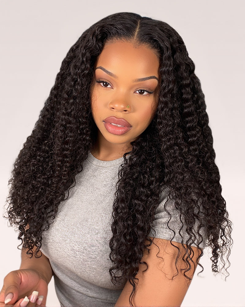Jerry Curly Natural Black 13x4 Glueless Lace Front Human Hair Wig