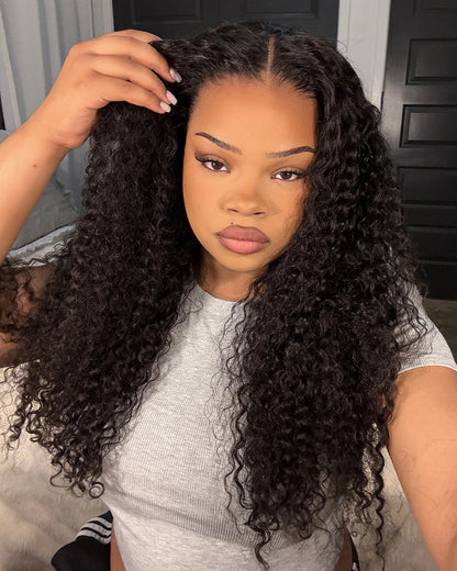 Jerry Curly Natural Black 13x4 Glueless Lace Front Human Hair Wig