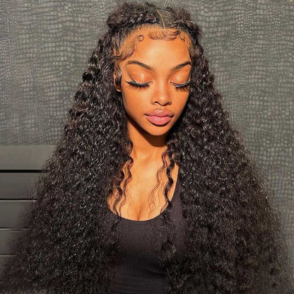 Deep Wave Natural Black 13x4 Lace Frontal Human Hair Wig