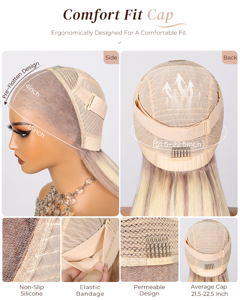 Blonde Highlights Light Color P10/613 Blowout In Wavy 13x4 Lace Front Human Hair Wigs