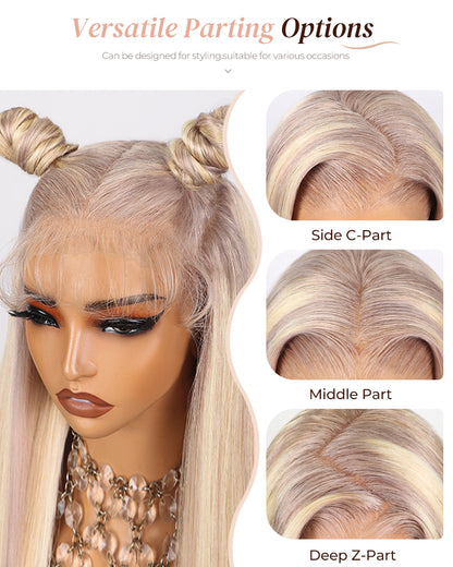 Blonde Highlights Light Color P10/613 Blowout In Wavy 13x4 Lace Front Human Hair Wigs