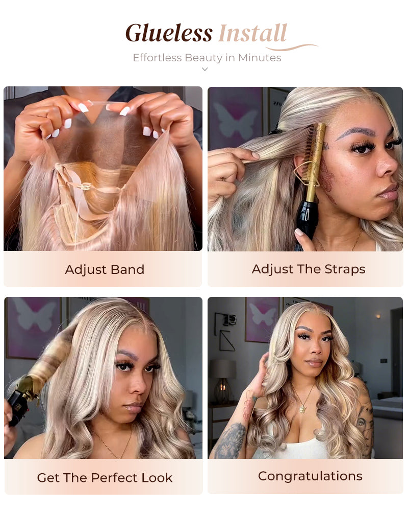 Blonde Highlights Light Color P10/613 Blowout In Wavy 13x4 Lace Front Human Hair Wigs