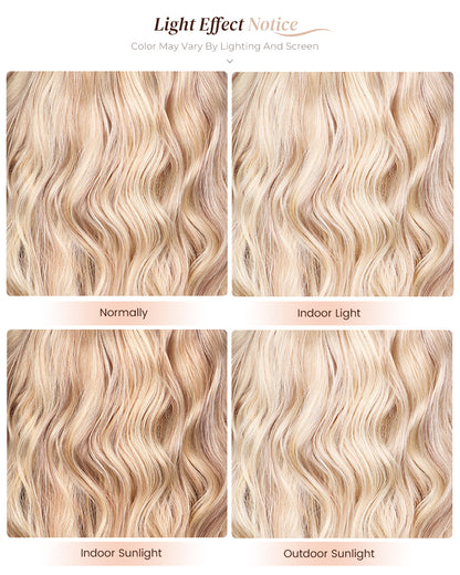 Blonde Highlights Light Color P10/613 Blowout In Wavy 13x4 Lace Front Human Hair Wigs