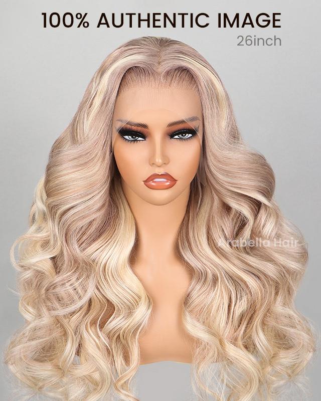 Blonde Highlights Light Color P10/613 Blowout In Wavy 13x4 Lace Front Human Hair Wigs
