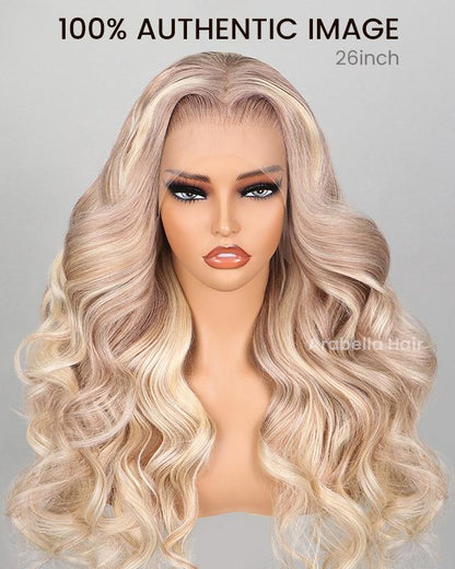 Blonde Highlights Light Color P10/613 Blowout In Wavy 13x4 Lace Front Human Hair Wigs