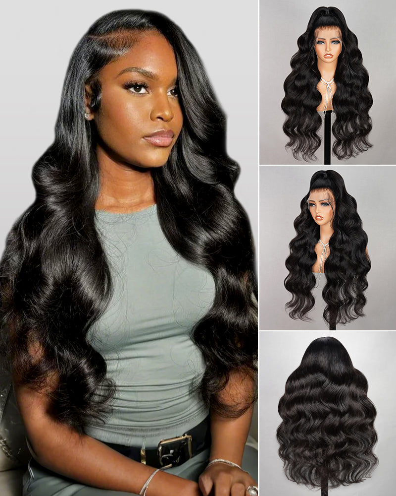 HD Lace 13x4 Frontal Body Wave Natural Black Human Hair Wig Free Part