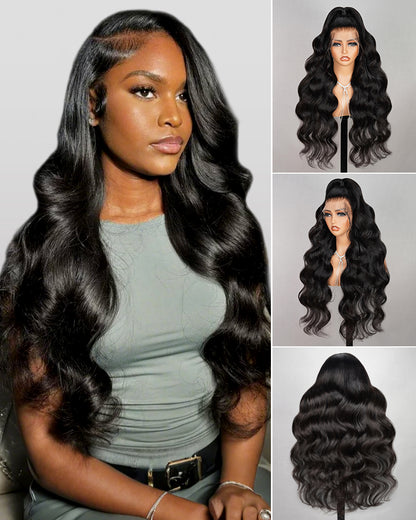 HD Lace 13x4 Frontal Body Wave Natural Black Human Hair Wig Free Part