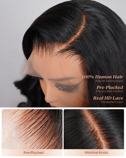 HD Lace 13x4 Frontal Body Wave Natural Black Human Hair Wig Free Part