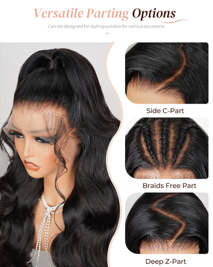 HD Lace 13x4 Frontal Body Wave Natural Black Human Hair Wig Free Part