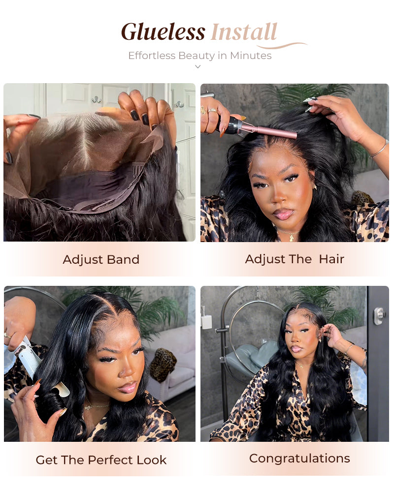 Body Wave Natural Black 13x4 Lace Front Human Hair Wig With Bleached Knots