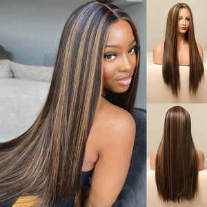 32" 13*4 Lace Front Wig Balayage Highlight Hair Cololor HD Transparent Lace Wig - arabellahair.com