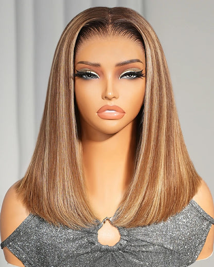 Arabella 13x6 Three-Go™ Ombre Highlight Honey Blonde Glueless Wig Straight Bob Wig With Drawstring