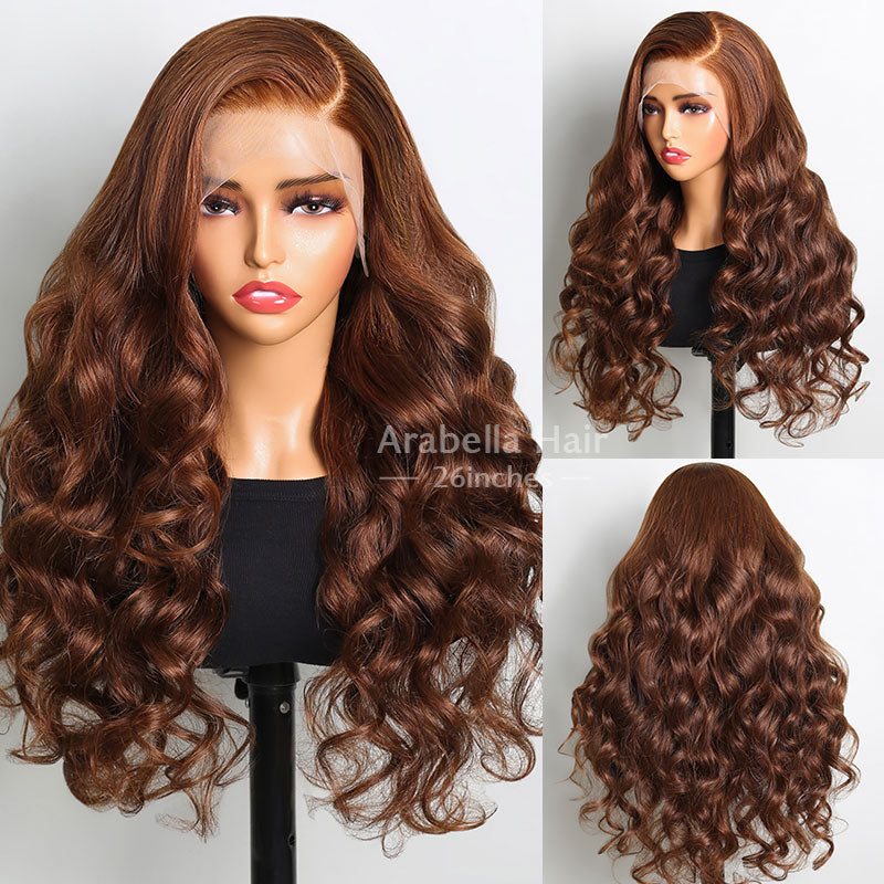 Chestnut Dark Brown Color Wig Glueless 13x4 Lace Front Closure Wig Body Wave HaiR Free Part