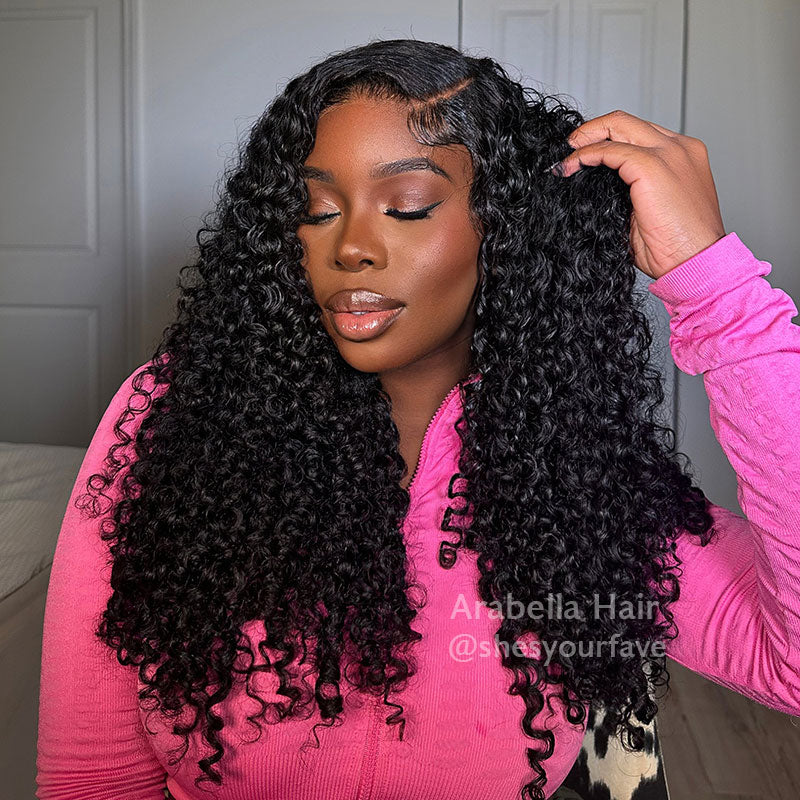 Glueless 6x5 Pre-Cut Lace Closure Jerry Curly Easy-Wear Upgrade HD Lace Natural Black Human Hair Wig Beginner-Friendly