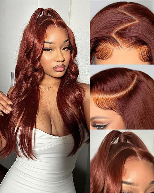 $100-$50 | Arabella 13x6 Pre-Everything Glueless/6x5 Invisible Knots Reddish Brown Loose Body Wave Wig