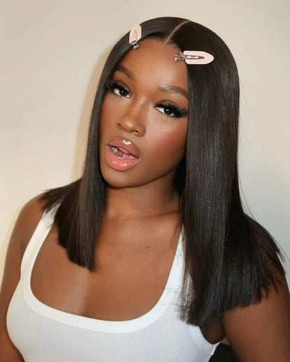 Arabella $69 Final Deal Price 14 Inch 5x5/6x6 Lace Natural Black Jerry Curly/Straight Bob Wig