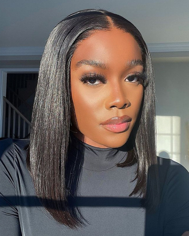 Arabella $69 Final Deal Price 14 Inch 5x5/6x6 Lace Natural Black Jerry Curly/Straight Bob Wig