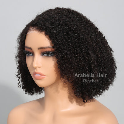 Bob Glueless 6x5 Pre-cut Lace Closure Curly Wig Easy-Wear Upgrade HD Lace Natural Black Human Hair Wig Beginner Friendly