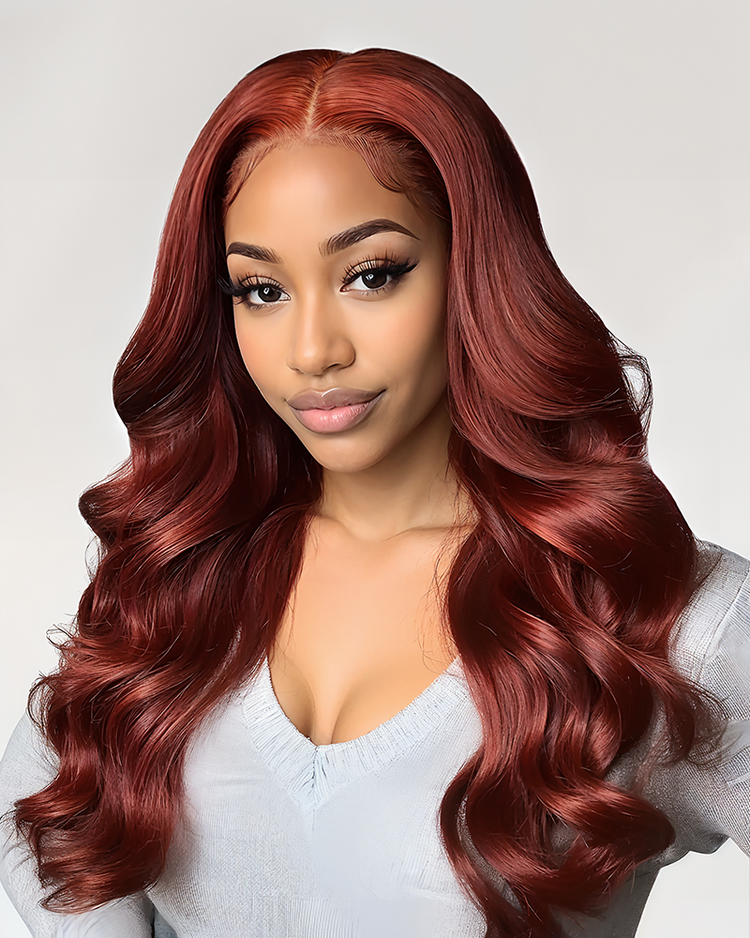 Arabella 13x6 Three-Go™ Reddish Brown Glueless Wig Loose Body Wave With Drawstring 100% Human Hair Wig