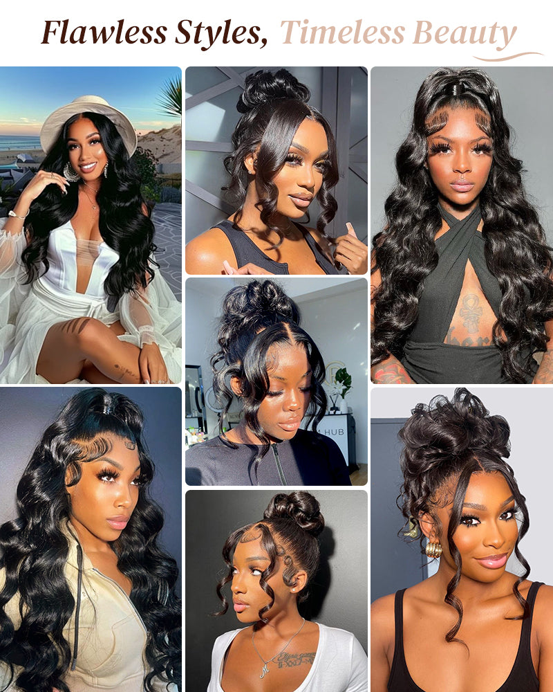 360 Full Lace Natural Black Body Wave Human Hair Wig Free Part