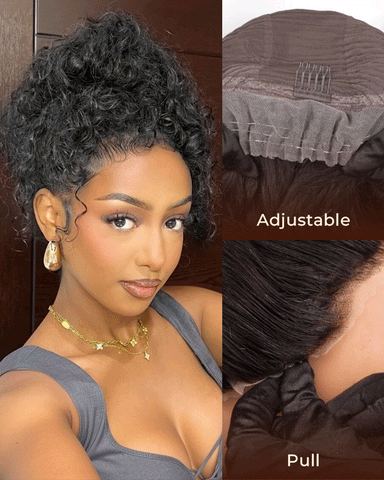 GORGIUS Glueless Water Wave Lace Front Wigs Natural Black Synthetic Curly 360 Glueless Full Lace Wig Curly Human Hair Wigs 36 Inch  main image 3
