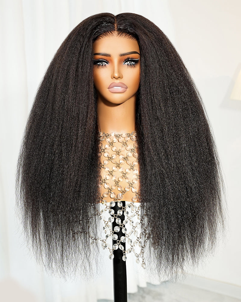 Arabella 3D Lace Half Wig Yaki Straight Wig Natural Black Breathable &amp; Security