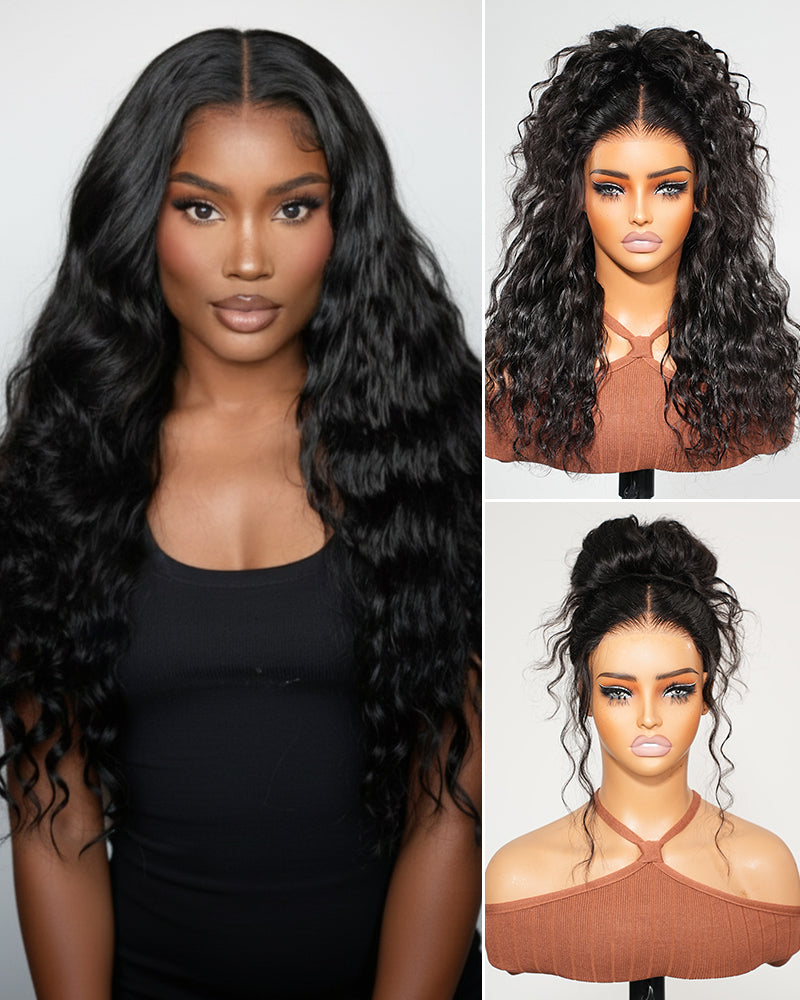 Arabella 3D Lace Half Wig Bohemian Curl Wig Natural Black Breathable &amp; Security