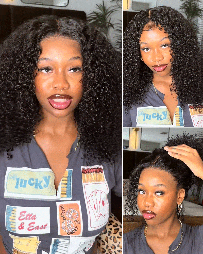 Arabella 3D Lace Half Wig Jerry Curly Wig Natural Black Breathable &amp; Security